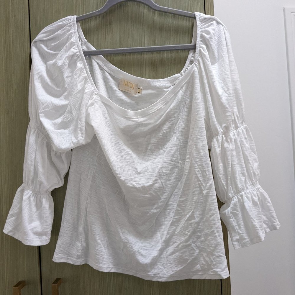 Nation LTD white tiered sleeve top
